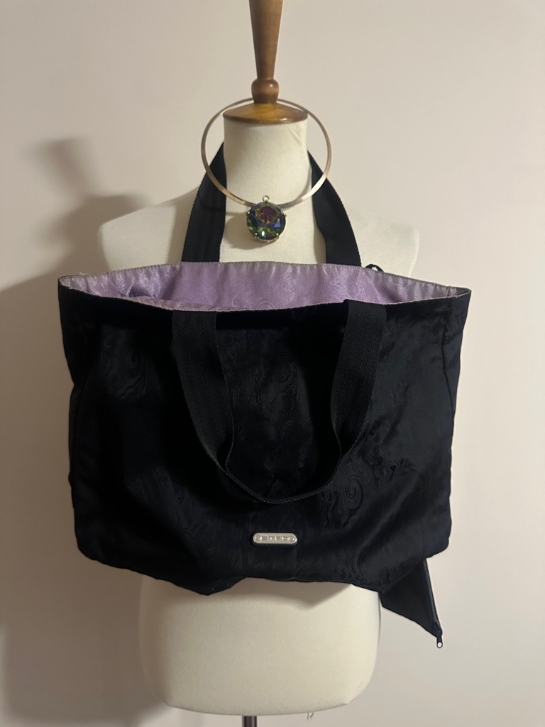Etro Reversable Black & Purple Paisley Jacquard Tote